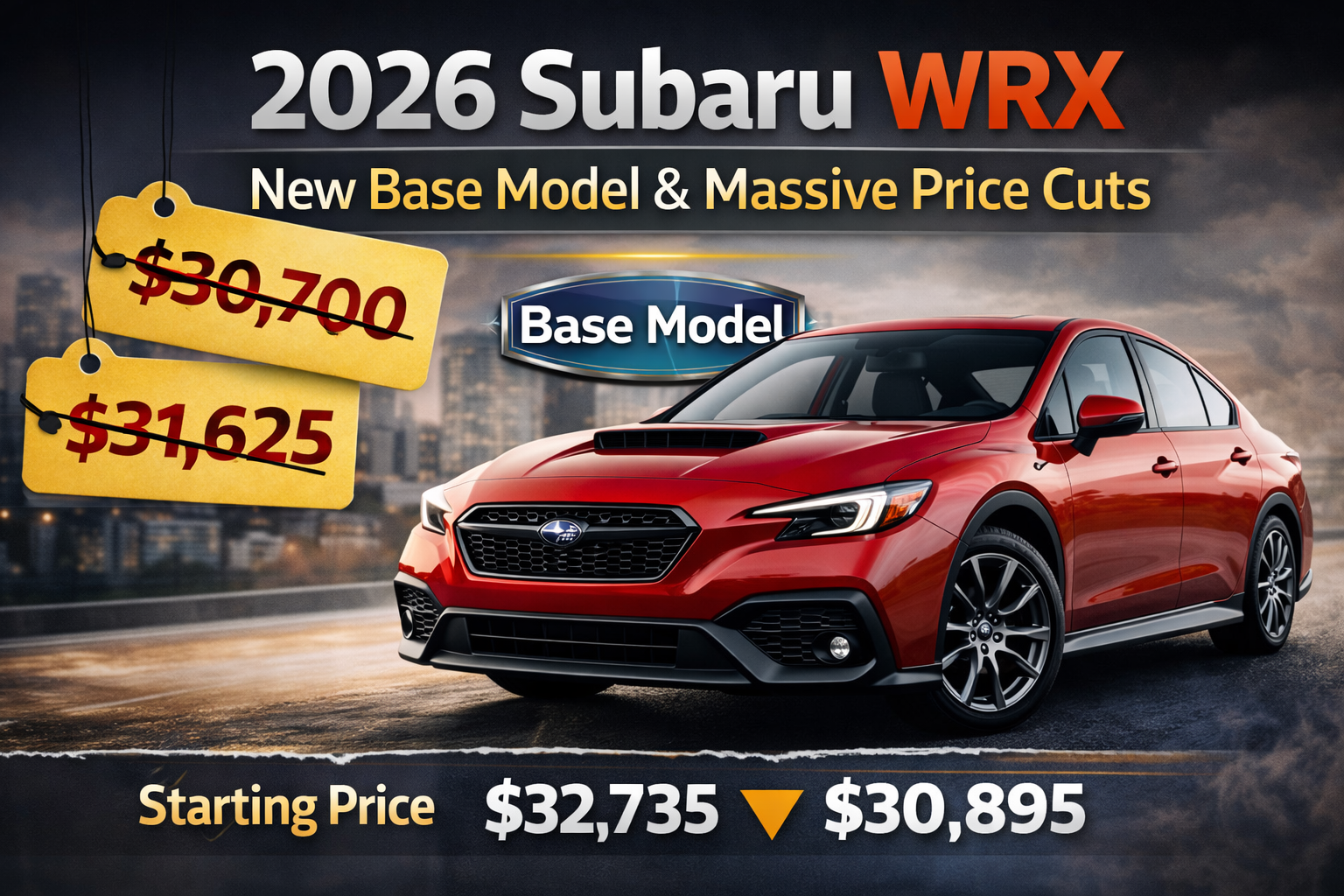 2026 Subaru WRX: New Base Model & Massive Price Cuts.