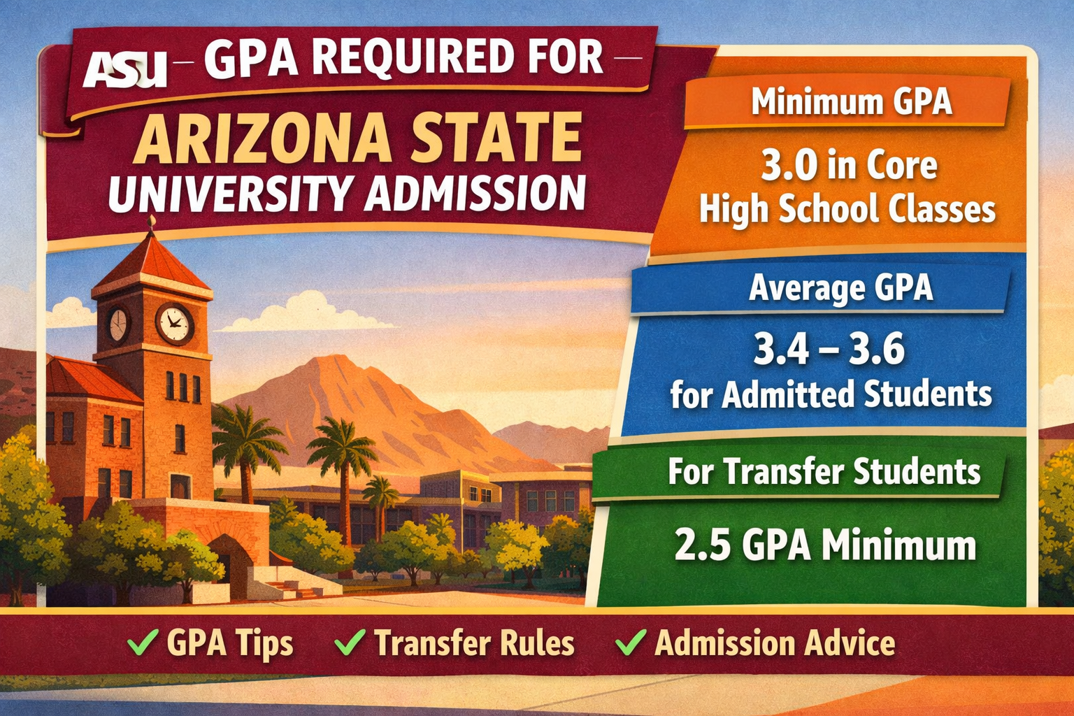 GPA required for Arizona State University admission