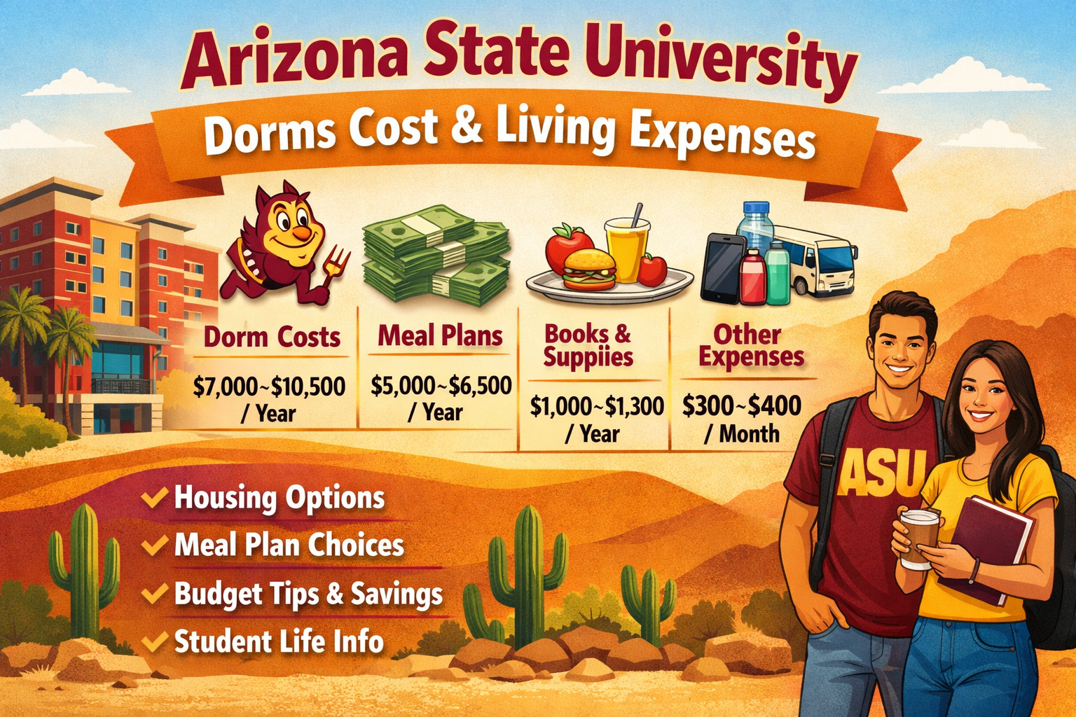 Arizona State University Dorms Cost and Living Expenses